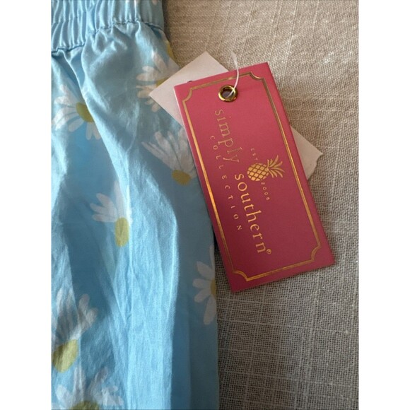 Simply Southern Blue Shorts with‎ White Flowers Ricrac Women's Sz XL -  NEW - Picture 5 of 14